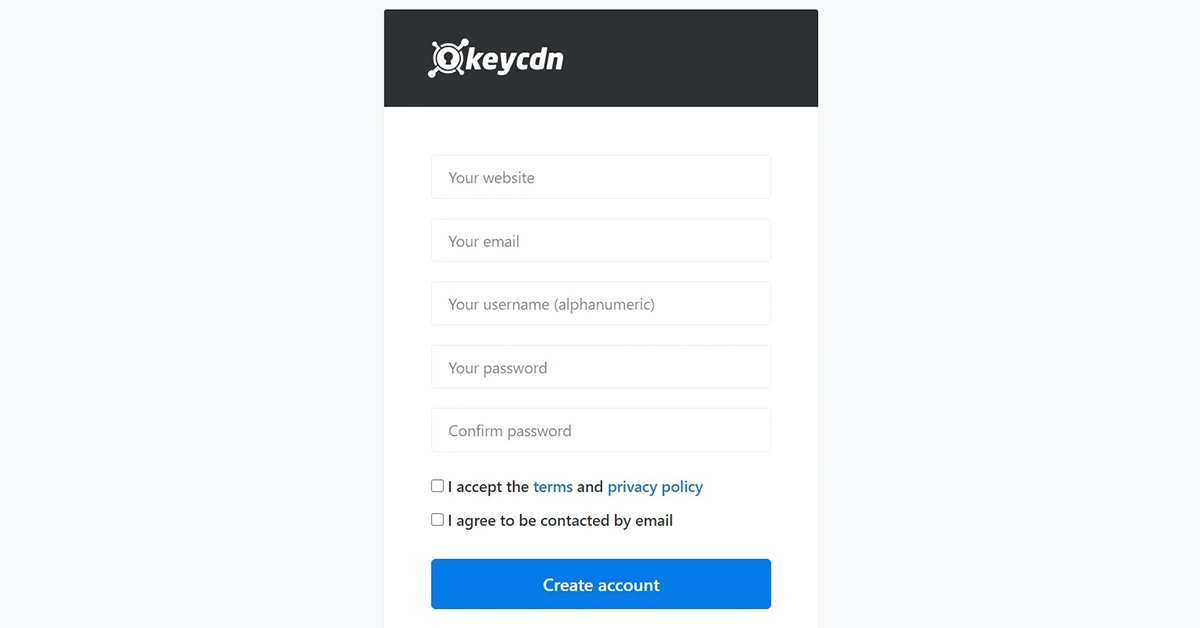 Create Keycdn Acoount